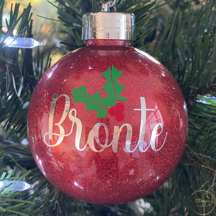 Personalised Bauble - Your Name & Holly