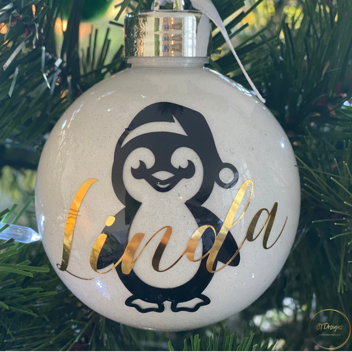 Personalised Bauble - Your Name & Penguin