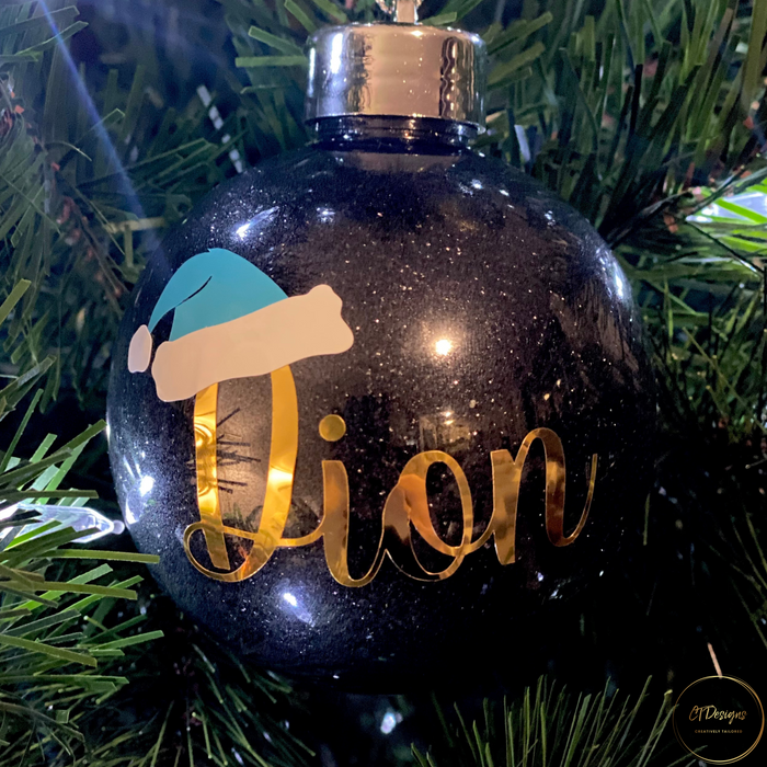 Personalised Bauble - Your Name & Santa Hat